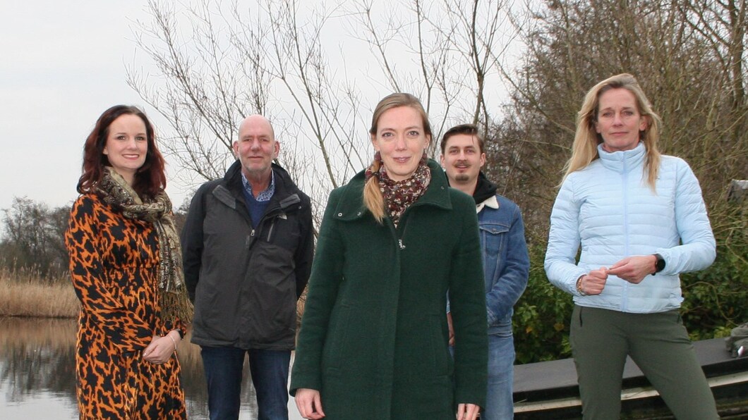 Van links naar rechts: Hester Stroo, Rob Monen, Sarah van Brussel, Tycho Heusen, Annemarie van Duijnhoven