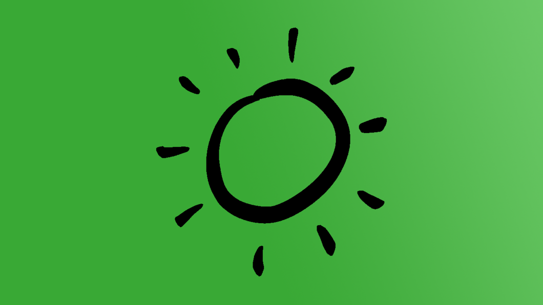 illustratie zon op een groene achtergrond